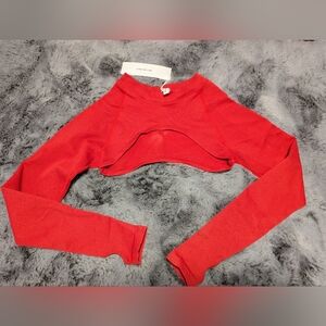 NWT Adam Selman Sport Seamless Compression Micromock Neck Crop Top,Lipstick Sz.L